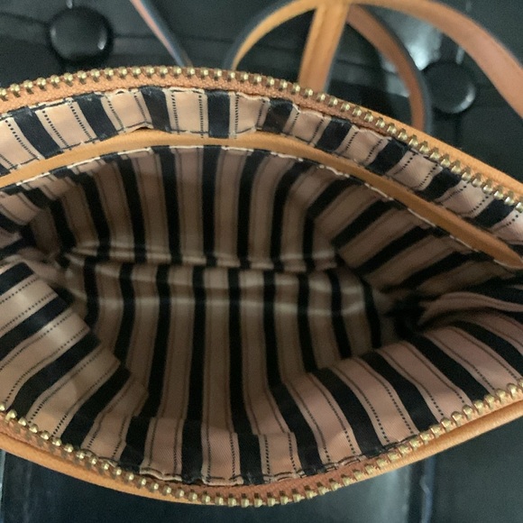 Tan Faux Leather Small Purse or Mulit Zippered Clutch With Shoulder Strap - Picture 4 of 8